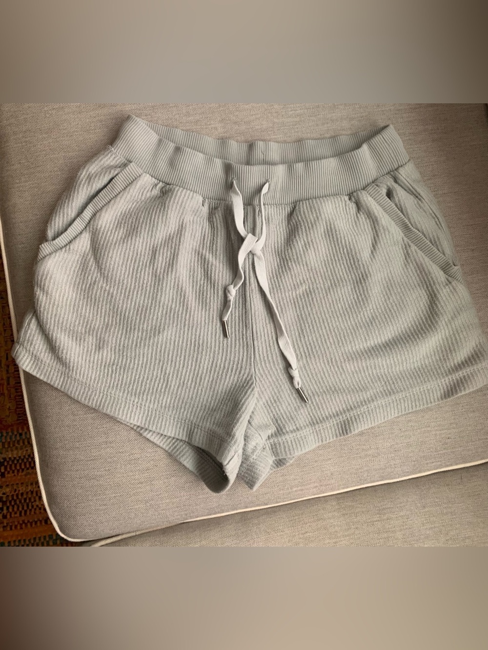 Aerie Sage Green Ribbed Drawstring Lounge Shorts